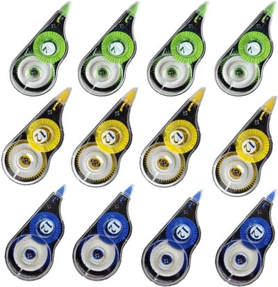 Correctietape set van 12 stuks - 5 mm breed, 12 m lang - ideaal voor school, kantoor en thuis