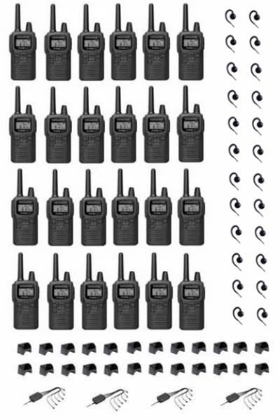 Set van 24 Kenwood PKT-300 ProTalk XLS IP52 PMR446 mini portofoons met C-ring oortje en multilader