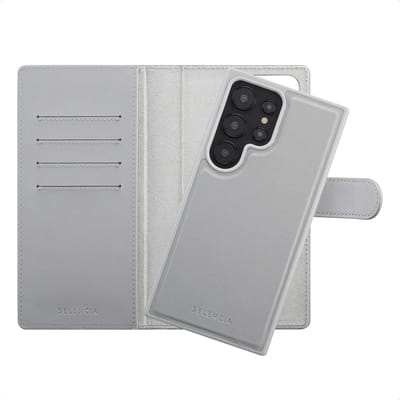 Selencia Hoesje - Geschikt voor Samsung Galaxy S24 Ultra - Olyn Uitneembare Bookcase met Magnetische Ring - Grijs