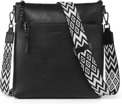 TAN.TOMI Schoudertas Dames – Crossbodytas – Middelgrote Schoudertas – Verstelbare & Afneembare Brede Band – Modieuze Crossbodytassen voor Dames - Zwart