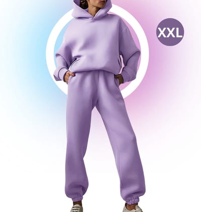 Livano Joggingpak Dames - Huispak - Trainingspak - Volwassenen - Capuchon - Jogging Pak - Joggingspak - Paars - Maat XXL