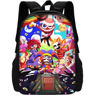 Cartoon A-AmazingS DigitaleS Circus Kind Schoolrugzak met Lunchtassen ,Etui's ,Schooltassen voor Jongens Meisjes Beste Cadeau