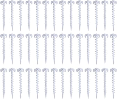 50 Packs 20cm Fluorescent Glow-in-the-Dark Plastic Tent Stakes - Canopy Pegs - Camping - Caravan Set