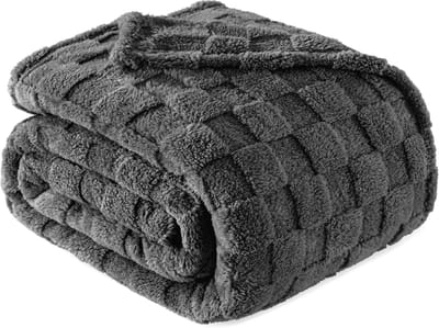 Kingsize Flanellen Fleece Deken - Ultra Zacht en Warm Lichtgewicht voor Alle Seizoenen - 229 x 229 cm - Donkergrijs