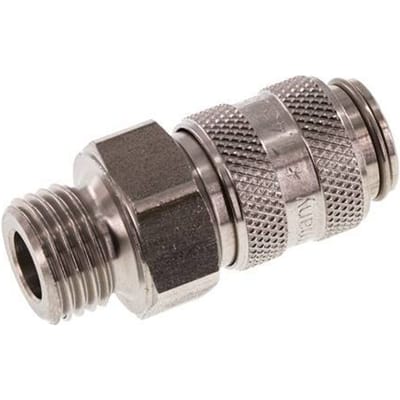 RVS DN 5 Luchtkoppeling Snelkoppeling G 1/4 inch Buitendraad - CLS5-M-S-014