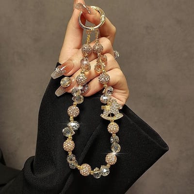 Mode Licht Luxe Kristal Cartoon Houten Paard Kristal Telefoonketting Hanger Kralen Korte Telefoonhoesje Hangend Accessoire Draag Ch