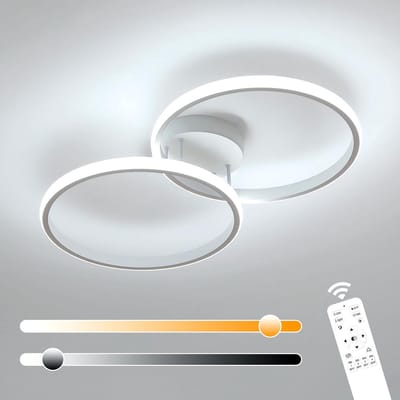 Haobosic - Dimbare LED-plafondlamp, 38W 4275LM moderne slaapkamer LED-plafondlamp met afstandsbediening 3000K-6500K, acryl plafondlamp voor slaapkamer, keuken, woonkamer, wit, 54CM
