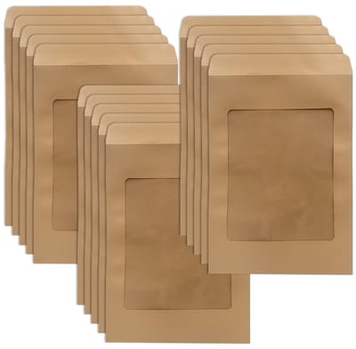 Dailygoods - 15 Stuks A4 Enveloppen met Venster - Bruine Kraft Enveloppen voor Documenten