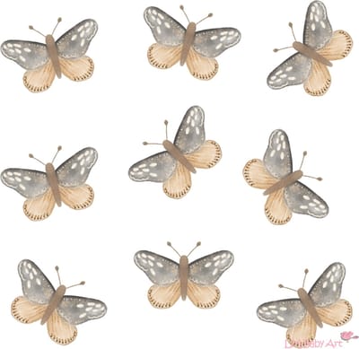 Vlinder muurstickers | Set van 9 vlinder stickers | Boho kinderkamer | Bohemian babykamer | Muurstickers vlinders