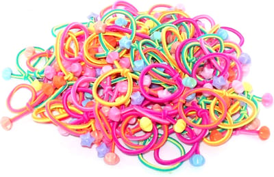 Kinderelastieken mini schelpjes diverse kleuren 10 stuks.