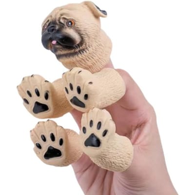 Vingerpoppen Plastic Speelgoed Baby Mini Dieren Educatief Hand Cartoon Rubberen Pop Handpoppen Theater Speelgoed voor Kinderen Geschenken beige