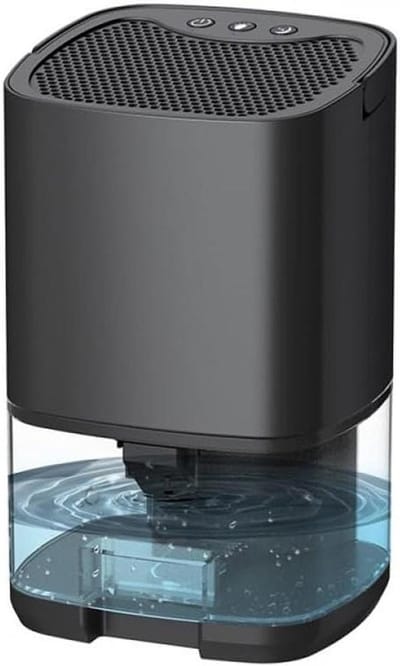 Luchtontvochtiger - Ontvochtiger Droger - Kleine Ruimtes Ontvochtigen - Stil en Energiezuinig - 1000 ml Reservoir - Zwart