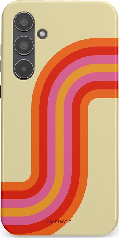 Casetastic hoesje geschikt voor Samsung Galaxy A55 - Dubbellaagse bescherming - Retro bocht - Fashion Case - Zand Rood Oranje Roze