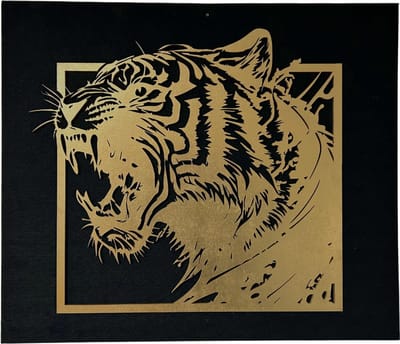 Tijger wanddecoratie - tijger - akoestisch - 70x60cm - muurdecoratie - hout met akoestisch vilt - dier - dieren - wanddecoratie
