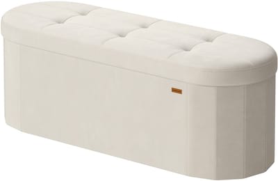 Opbergbank Opvouwbare Voetenbank 38x110x38cm Wit 110L Grote Opbergruimte Opvouwbaar Ruimtebesparend Comfortabele Zitting Eenvoudige Montage Duurzaam Geschikt voor Woonkamer Slaapkamer en Hal