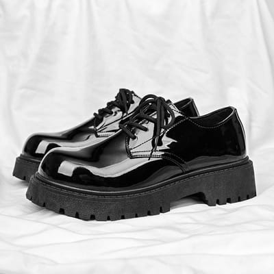 Herenschoenen Britse Stijl Leer Grote Ronde Neus Antislip Formeel Casual Schoenen Comfortabel Zwart Herfst Winter Mode 39 black