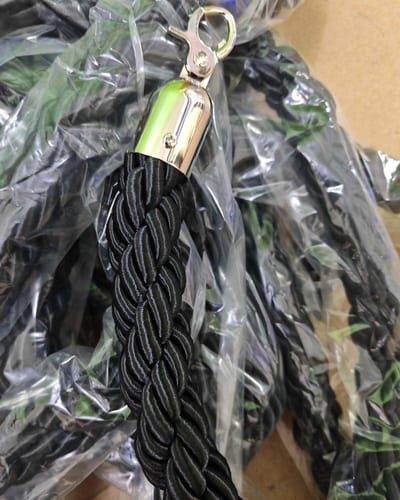 Gevlochten Nylon Touw - Metalen Haken - Evenementen Organiseren - Duurzaam Materiaal - 2 x 1 Meter - Zwart