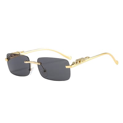 LOUD AND CLEAR® - Zonnebril - Randloze Zonnebril - Festival Bril - Heren - Dames - Luipaard - Panter - Goud - Zwart