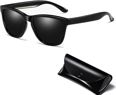 Zonnebril heren - Zonnebril dames - Gepolariseerd - met brillenkoker - UV400-bescherming, categorie 3 - Unisex zonnebrillen met UV-bescherming - Zwart