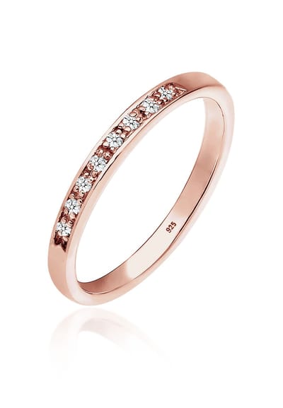 Elli PREMIUM - Ring - Dames Klassiek Kostbaar met Diamant (0,04 ct.) in 925 Sterling Zilver - Dames