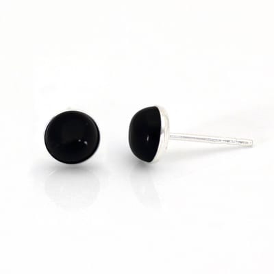 ARLIZI 2130 Oorbellen zwart onyx cabochon oorstekers - sterling zilver - 6 mm