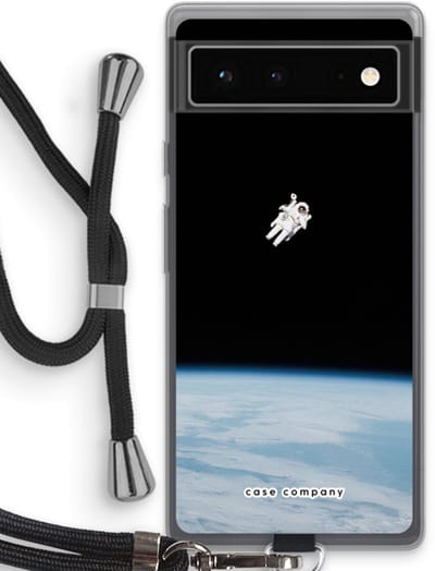 Case Company® - Hoesje met koord geschikt voor Google Pixel 6 hoesje met Koord - Alone in Space - Telefoonhoesje met Zwart Koord - Bescherming aan alle Kanten en Over de Schermrand