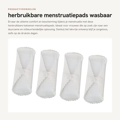 Dailygoods- Menstruatiepads - Herbruikbaar - Katoen - Lekvrij - Sterke absorptie - Comfortabel - Drukknopen voor bevestiging - Maandverband