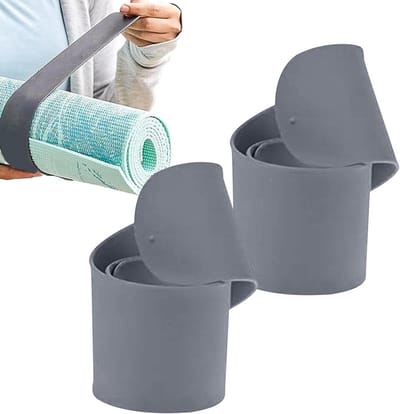 Mat Riemen - Pilates Wikkel - Fitness Thuis - Anti-slip Grip - 2 Stuks - Grijs