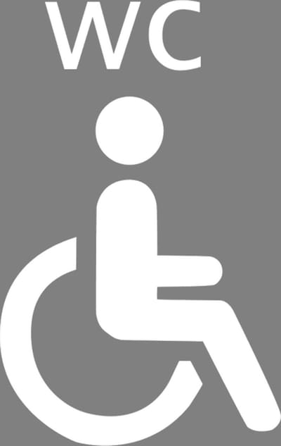 Deursticker WC Rolstoel - gehandicapten toilet - minder valide toilet - wit - 10 x 15 cm - rolstoelsticker