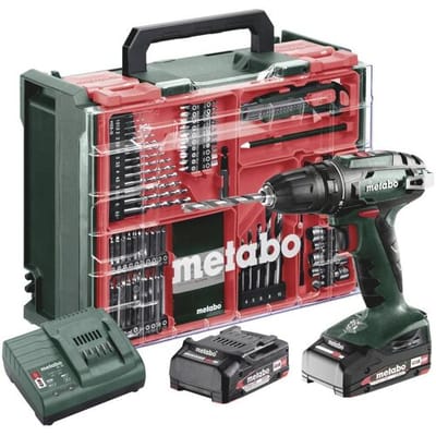 Metabo BS 18 Set 602207710 Accu-schroefboormachine 18 V 2 Ah Li-ion Incl. 2 accus, Brushless, Incl. koffer, Incl. lader, Incl. accessoires