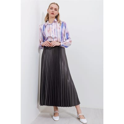 Hoge Taille Maxi Rok met Rimpeldetail
