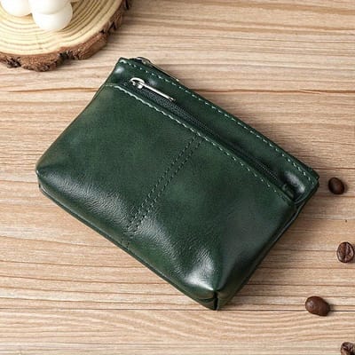 Portefeuille zippé élégant à plusieurs compartiments, compact et pratique pour cartes et pièces de monnaie, accessoire de mode féminin vert