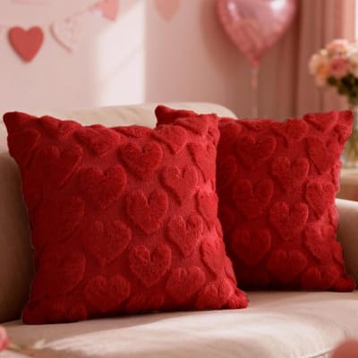 Valentijnsdag Kussenhoezen Set van 2, Zachte Pluche Liefde Kussens voor Decoratie, 50x50cm, Perfect voor Sofa en Feestdagen