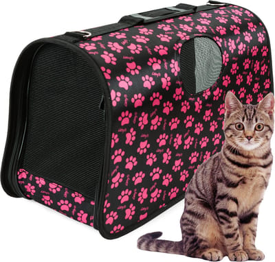 MOZY - Reismand Katten - Roze - Groot - Lichtgewicht - Opvouwbaar - met Schouderriem - 45x26x20 cm - Transporttas - Knaagdieren - Hond en Kat - Hondendraagtas - Draagtas Huisdier - Dierendraagtas