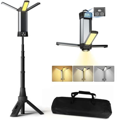 OmGoods - Dailygoody - Campinglamp met Dimbare Kleurtemperaturen - Oplaadbare Draadloze Werklamp - Superhelder Zoeklicht - 6000mAh Accu - Geschikt voor Kamperen..