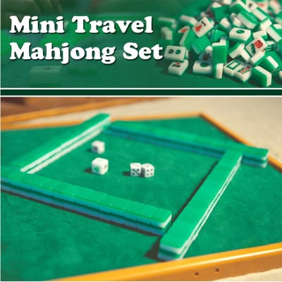 Mini Set de Mahjong avec Table de Mahjong Pliante Ensemble de Jeu de Mah Jong Portable Pour le Voyage Temps Libre en Famille Intérieur vert