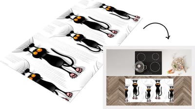 Keukenloper - Loper keuken - Patroon - Kat - Zwart - 120x60 cm - Keukenloper vinyl