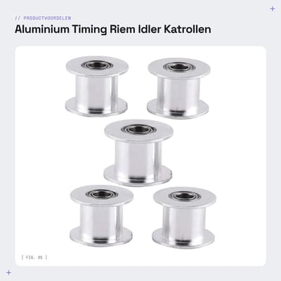 Dailygoods- Timing Riem Idler Aluminium - 5 Stuks - Glad Zonder Tanden - Buitendiameter 18mm - Breedte Riem 10mm - Hoogte 13mm - Katrol
