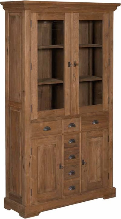 Tower Living Bologna Vitrinekast teakhout 115x40x195 cm - Naturel