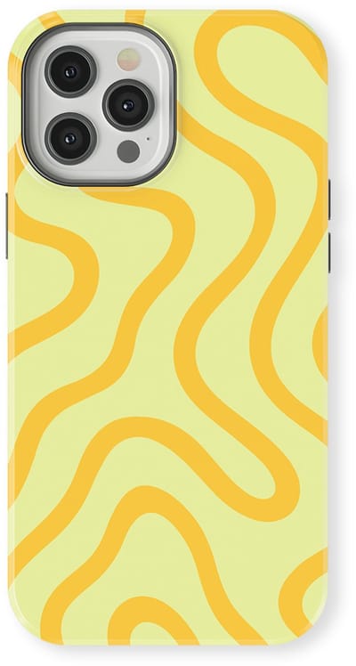 DripCase Curvy Lines Hoesje geschikt voor iPhone 12 Pro | Backcover met Mag | Design Tough Case geschikt voor iPhone 12 Pro Lemon Loop