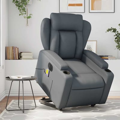 Vidaxl Opvouwbare Sta-Op Fauteuil Met Massage, Elektrisch, Grijs