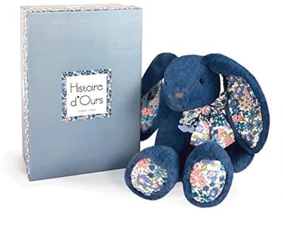 Pluche Haas 25 cm in Blauw met Bloemenprint