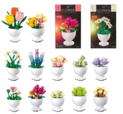 12 Bouwstenen bloemen in pot