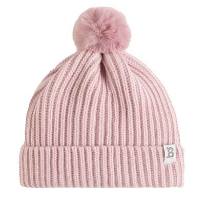 Baby's Only Mutsje met pompon Cool - Kindermuts - Muts baby - Muts peuter - Muts meisjes - Wintermuts - Muts kind - Oud Roze - Maat 40 - 3-36 maanden