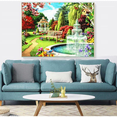 5D Doe-het-zelf Diamantschilderij Tuin Diamant Borduurwerk Uitverkoop Vol Ronde Diamant Mozaïek Landschap Afbeelding 20X30 gray