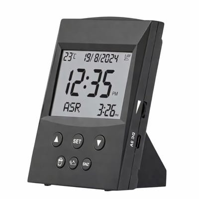 Mini Digitale Azan Klok Wekker - Nachtkastje – Adhan Clock met Gebedstijden en Athan Geluid - Verlicht Display