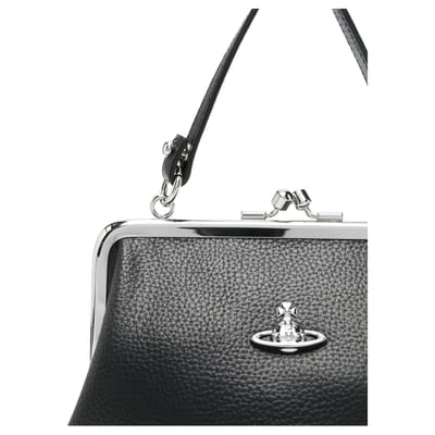Vivienne Westwood Oma Frame Logo Metalen Ketting Leren Schouder Tote Bag Dames handtassen Zwart 4B010007WS000DN403 Basic Set (Bag+Dust Bag) gray