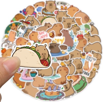 *** 50 Stickers Capybara - Dieren Stickers - Capybaras - Grappige Stickers - Laptop Stickers Stickervellen - Plakstickers - Koffer Stickers - Stickers Bullet Journal van Heble® ***