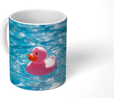 Mok - Koffiemok - Badeend - Dobberend - Roze - Mokken - 350 ML - Beker - Koffiemokken - Theemok