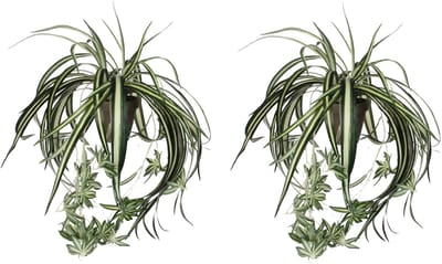Mica Decorations Kunstplant - 2x stuks - graslelie - groen - in pot - 45 cm - hangplanten